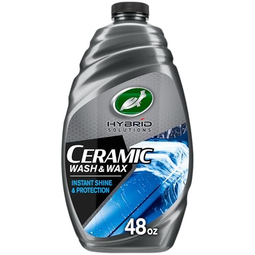 Turtle Wax 53411 Hybrid Solutions Ceramic Wash and Wax, Easy Clean Ceramic Infused Formula Removes Dirt and Grime, Long Lasting Shine and Protection for Cars, Trucks and More, 48 oz. (Pack of 1)