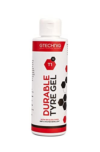 Gtechniq T1 Durable Tyre Gel for Car Tyre Shine, Car Wheel Cleaner Repels Water, Dirt and Grime, Restores Tyre Black Finish, Anti-Sling Formula, 100% Biodegradable, 250ml
