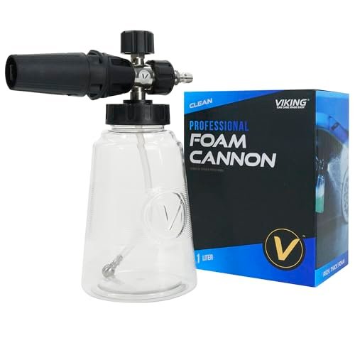 VIKING Professional Foam Cannon for Car, Adjustable Spray Nozzle, 1.1 Liter Soap Canister, 1/4