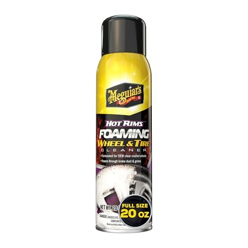 Meguiar's Hot Rims Foaming Wheel & Tire Cleaner - Combines a Wheel and Tire Cleaner in One Product that Quickly Powers through Brake Dust and Grime on OEM Clear Coated Wheels, 20 Oz Foam