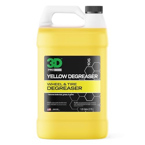 3D Yellow Degreaser – Non-Acid Wheel & Tire Cleaner Spray for Brake Dust, Grime & Tire Dressings – Safe for All Wheels & Whitewalls - 1 Gallon