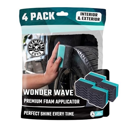 Chemical Guys Wonder Wave Durafoam Contoured Large Tire Shine & Dressing Applicator, 4 Pack