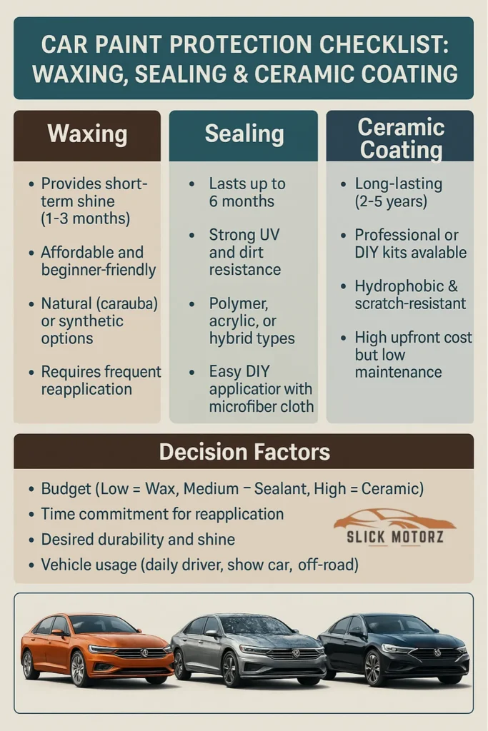 Waxing vs Sealing vs Ceramic Coating