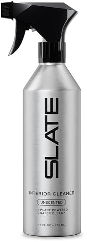 Slate Car Interior Cleaner - Powerful Plant-Based Formula Removes Dirt, Car Seat Cleaner, Vegan Leather Safe, Biodegradable, Prop 65 Compliant - Unscented, 16oz