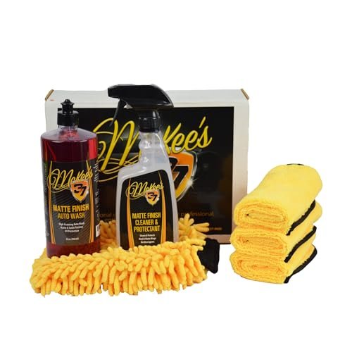 McKee's 37 - Matte Finish Care Kit - Matte Car Wash Soap Kit w/ Auto Wash, Cleaner & Protectant, 3 Microfiber Towels & Wash Mitt