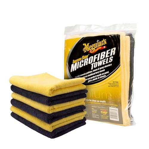 Meguiar's Supreme Shine Microfiber Towels for Cars, Ultra-Plush Car Microfiber Towel Set for Quickly Removing Product Without Leaving Swirls on Paint, Glass, Plastic, or Chrome
