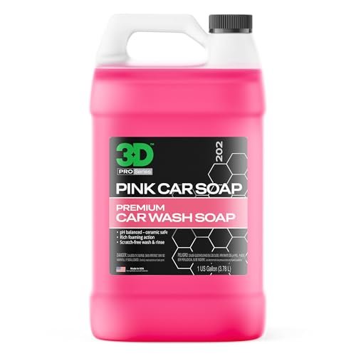 3D Pink Car Soap – 1 Gallon |pH Neutral Car Wash Soap with High Suds & Cherry Scent | Scratch-Free, High Gloss Shine | Safe on Wax & Sealants | Weekly Car Care