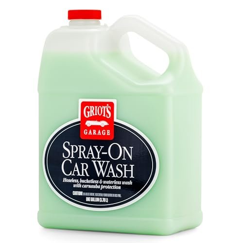 Griot's Garage Spray-On Car Wash for Vehicle Cleaning and Detailing, Rinseless and Waterless, No Hose and Bucket Needed, With Carnauba Wax Protection, 11066, One Gallon