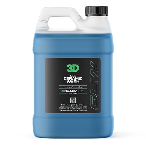 3D SiO2 Ceramic Wash & Wax Soap GLW Series – pH Neutral Car Shampoo with Hydrophobic Protection & Deep Gloss | SiO2 Coating | Scratch-Free Detailing |1 Gallon/64 oz