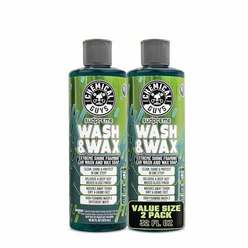 Chemical Guys Sudpreme Wash & Wax Car Wash Soap (2 x 16 Fl Oz) – High-Foam Auto Shampoo with Gloss Boosting Wax for Clean, Shiny Finish
