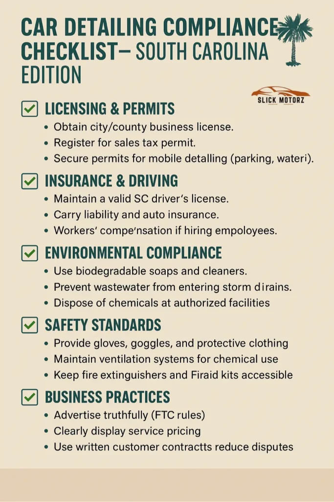 Car Detailing Laws in South Carolina