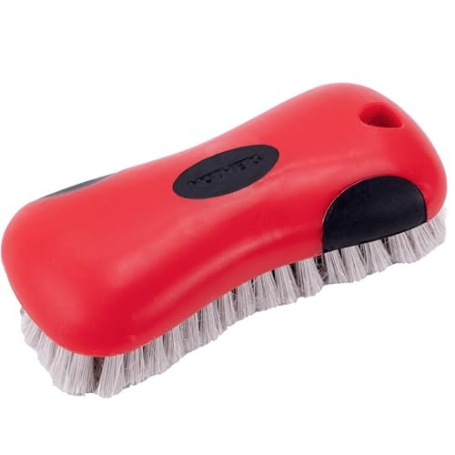 Mothers Soft Bristle Leather and Upholstery Car Cleaning Scrub Brush for Automotive, Home, Couch, Stain Remover, Red