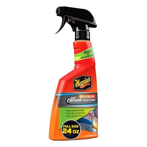 Meguiar’s G251024EU Hybrid Ceramic Waterless Wash & Wax - Trockenwäsche - Wachsspray - Waschen ohne Wasser mit Keramikwachsschutz für eine glatte Schutzschicht - Kratzfreie Formel für mehr Glanz 710ml