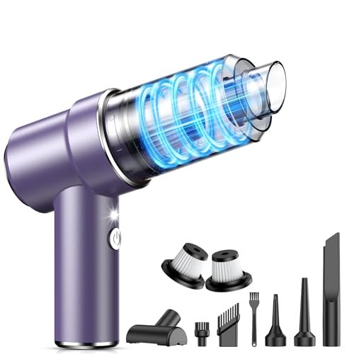 KMM Handheld Car Vacuum Cleaner, 11000PA Vacuum Cleaner & Air Duster, 120W High Power Vacuum Portable Cordless, Hand Held Vacuum Rechargeable with Multi-Nozzles & LED Light for Home, Car, Office