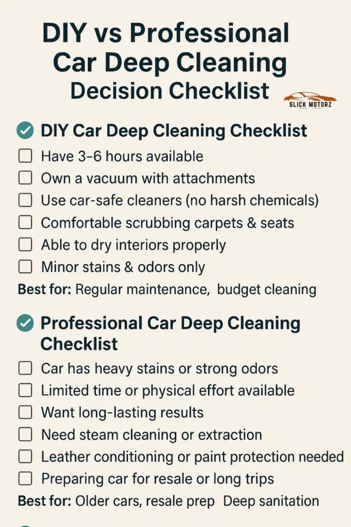 DIY Vs Professional Car Deep Cleaning Ultimate Guide to Spotless Shine