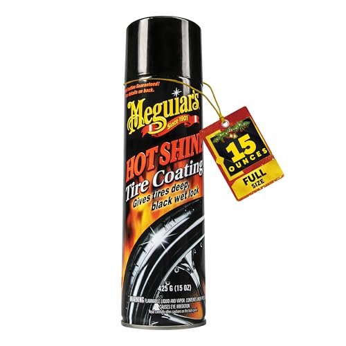 Meguiar's Hot Shine High Gloss Tire Coating, Give Tires a Deep Wet Shine and Long-Lasting Protection with an Advanced Self-Spreading Formula, 15 Oz Aerosol Spray Can