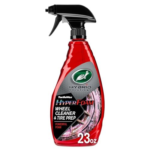 Turtle Wax 53734 Hybrid Solutions Hyper Foam Wheel and Tire Cleaner, Spray on Heavy Duty Formula for Both Wheels and Tires, Brake Dust Remover, Clean and Prep for Tire Shine, 23 oz. (Pack of 1)