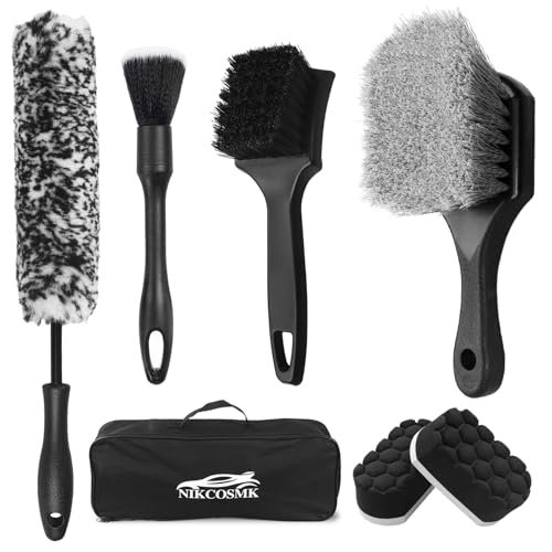 7Pcs Car Wheel Brush kit, Tire Brush, Wheel Cleaner Brush, Soft-bristled Rim Cleaner Brush, Tire Shine Applicator Pad, Car Detailing Brushes, Wheel Brushes for Cleaning Wheels,Tires