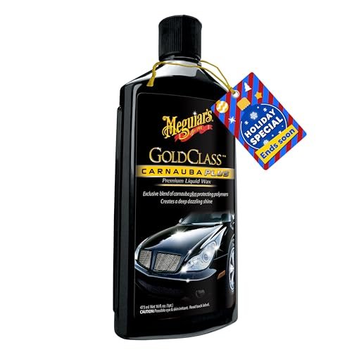 Meguiar's Gold Class Carnauba Plus Premium Liquid Wax Kit, Car Detailing Kit with a Pure Carnauba Wax Blend and a Foam Applicator Pad for Keeping Glossy Paint Protected Like a Pro, 16 Oz Bottle