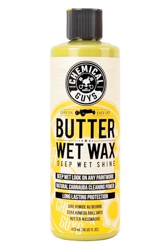 Chemical Guys Butter Wet Wax - Deep Wet Shine Car Wax for Cars, Trucks, SUVs, RVs, and More, Easy On/Off Liquid Formula, Banana Scent - 16 fl oz