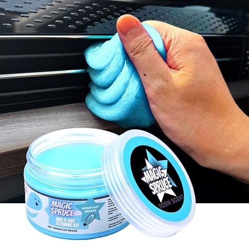 MAGIC SPRUCE Car Cleaning Gel, Reusable Auto Detailing Putty for Interior Dashboard Vents, Non-Toxic Dust Remover for Car Keys Keyboard PC Laptop, Scented Cleaning Products,Stocking Stuffers for men
