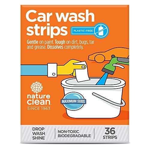 Nature Clean Non-Toxic & Plastic-Free Foaming Car Wash Soap Strips 36 count. Environment-Friendly & Biodegradable CarWash Soap Sheets. Chemical-Free & Eco-Friendly Strip Wash Car Soap Shampoo.