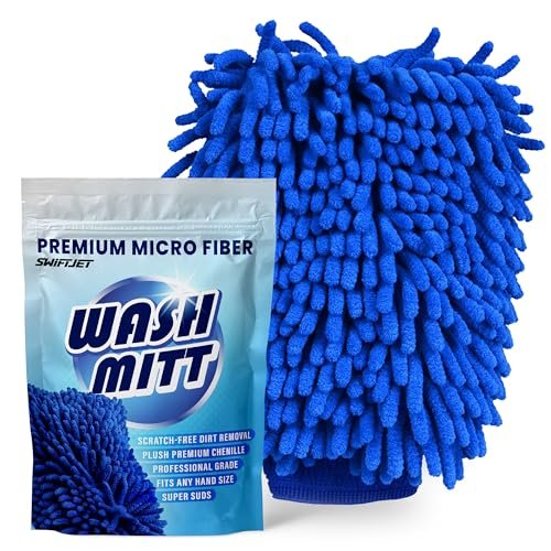Ultra Plush Microfiber Car Wash Mitt - Scratch-Free, Lint-Free, Extra Absorbent, Machine Washable - Detailing Chenille Cleaning Mitt Perfect for Cars, Trucks, Motorcycles, and Household Surfaces