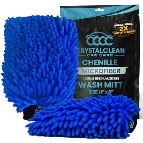 2 Pack Car Wash Mitt Microfiber - Double-Sided 70/30 Premium Chenille for Scratch-Free, Lint-Free Detailing - High-Density, Extra-Absorbent Wash Mitts for Car Washing & Accessories - Large 11x8 Inch