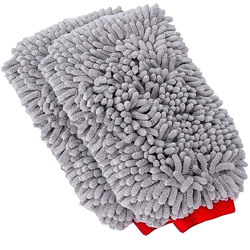 MOTHERS Premium Chenille Car Wash Mitt, Scratch and Lint Free, 2 Pack