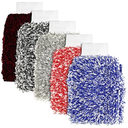 5 Pcs Microfiber Car Wash Mitt Absorbent Detailing Washing Gloves Automotive Car Cleaning Supplies for Cars Motorcycles Suvs Trucks Boats, 7 x 11 Inches