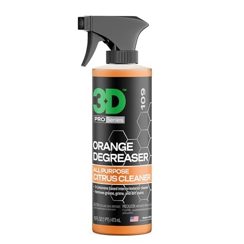 3D Orange Degreaser – Citrus-Based Car Cleaner for Oil, Grease, Grime & Adhesives – Water-Based, Non-Corrosive, Eco-Friendly, Interior & Exterior Use - 16 Fl oz