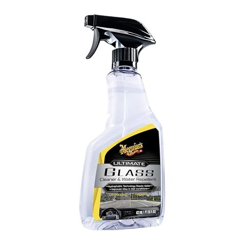 Meguiar's Ultimate Glass Cleaner & Water Repellent - Premium Glass and Window Cleaner for Quick Cleaning with Hydrophobic Technology that Acts as a Rain Repellent Improving Visibility in Rain - 16oz