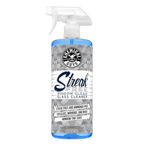 Chemical Guys Streak Free Window Cleaner – Ammonia-Free Glass Cleaner for Crystal Clear Clarity, Safe on Tint, Mirrors, Touchscreens, Windshields, and Chrome, 32 fl oz