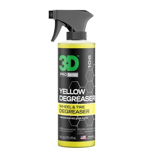3D Yellow Degreaser – Non-Acid Wheel & Tire Cleaner Spray for Brake Dust, Grime & Tire Dressings – Safe for All Wheels & Whitewalls - 16 oz