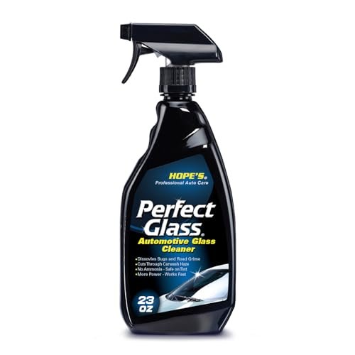 HOPE'S Perfect Glass Automotive Glass Cleaner - Streak-Free, Tint Safe Car Cleaner for Glass, Acrylic, Windows, Mirrors, Windshield - No-Residue - Removes Smudges, Road Grime - 23 Fl Oz, Pack of 1