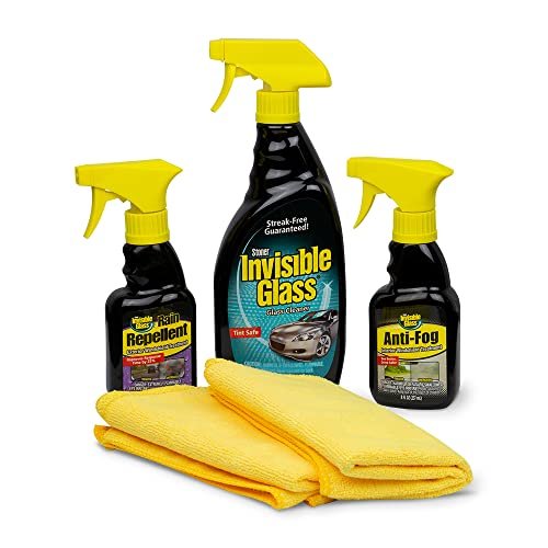 Invisible Glass 99016 5-Piece Windshield Glass Treatment Kit Includes Anti-Fog for Interior, Rain Repellent for Exterior, Premium Spray Glass Cleaner, and (2) Microfiber Cleaning Cloths