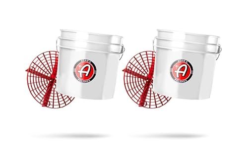 Adam's Polishes 3.5 Gallon Car Wash Buckets & Grit Guards (2 Pack) - Detailing Bucket for Washing & Storage | Stores Soap, Foam Cannon, Towels & More