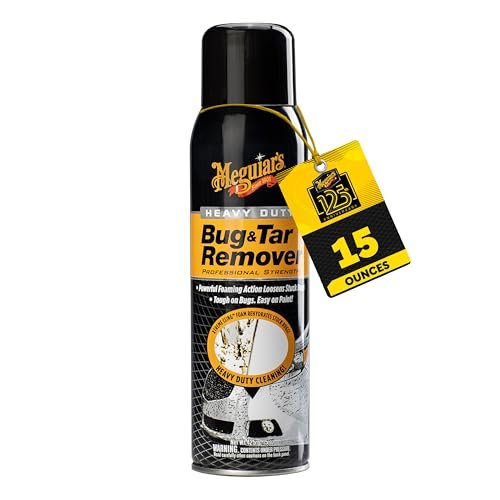 Meguiar's Heavy Duty Bug & Tar Remover, Quick Bug and Tar Remover Spray for Detailing, Pro Strength Clear Coat Safe Technology with Powerful Foaming Action to Loosen Stuck Bugs, 15 Oz