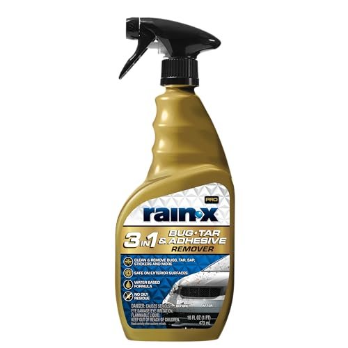 Rain-X Pro 620213 3-in-1 Bug, Tar and Adhesive Remover, 16oz - Premium Bug, Tar and Adhesive Remover to Help Clean and Remove Sticky Contaminants