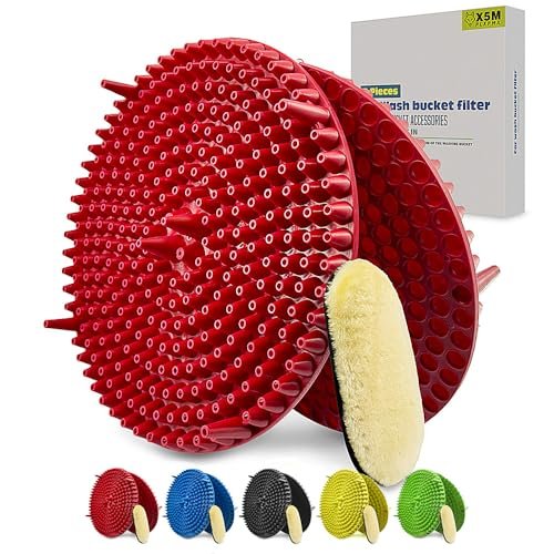 2 Pack 4-5 Gallon Car Wash Bucket Grit Trap Insert,Detailing Kit Accessories with Dirt & Debris Remover for Microfiber Mitts, Cloths, Sponges,Heavy Duty Grit Trap by X5MPLXPMX (Red)