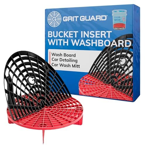 The Original Grit Guard Bucket Insert with Washboard Combo | Removes Dirt from Wash Mitt for Detailing | Car Wash Bucket Insert & Washboard | Black/Red