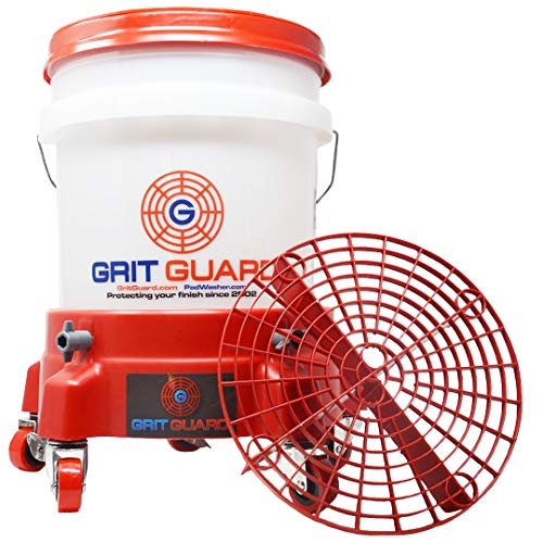 Grit Guard 5 Gallon Washing System | Includes 5 Gallon Bucket, Grit Guard, Bucket Dolly, and Gamma Seal Lid | for Car Wash and Detailing | Red