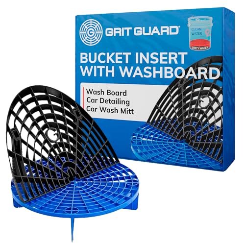 The Original Grit Guard Bucket Insert with Washboard Combo | Removes Dirt from Wash Mitt for Detailing | Car Wash Bucket Insert & Washboard | Black/Blue