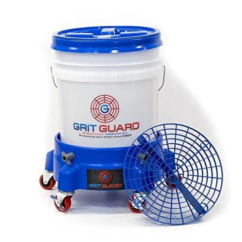 Grit Guard 5 Gallon Washing System | Includes 5 Gallon Bucket, Grit Guard, Bucket Dolly, and Gamma Seal Lid | for Car Wash and Detailing | Blue