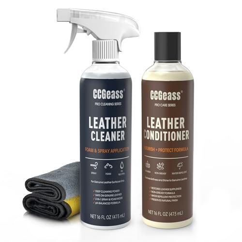 Leather Cleaner and Conditioner Kit – 2×16oz | Leather Cleaner for Car Seats, Furniture, Couches, Shoes & Boots | pH-Balanced, Non-Greasy, Restores & Protects All Leather